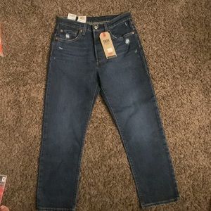 Levis 501 Original Cropped High Rise blue  Straight Leg 28x26 Women’s Jeans NWT